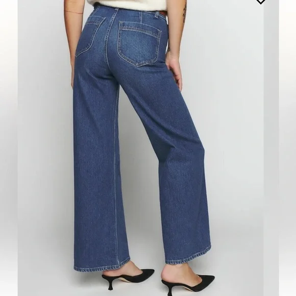 Reformation Thea High Rise Wide Leg Pants Jeans Dark Wash Size 27 Perfect! - Picture 7 of 7